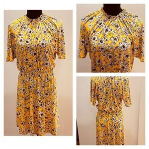 Maggy London Womens A Line Dress Multicolor Midi Flouncy Floral Pleated size 4